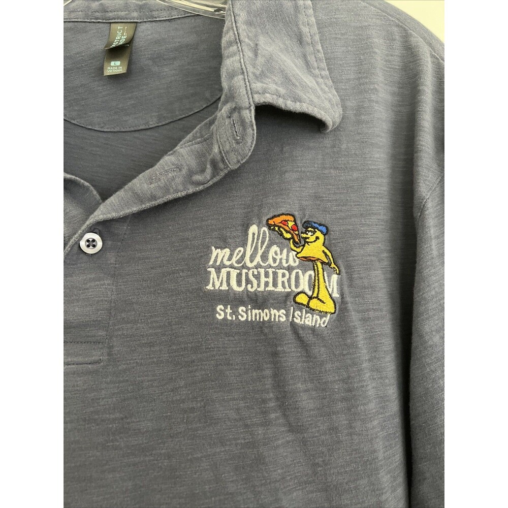 Mellow Mushroom St Simons Island Blue Employee Polo Collared Shirt Size LARGE